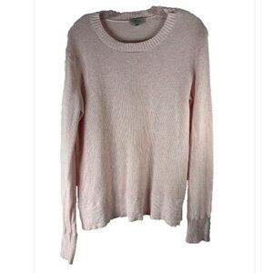 Kinross Sweater Womens medium pink grey Cashmere Crewneck Pullover comfy casual